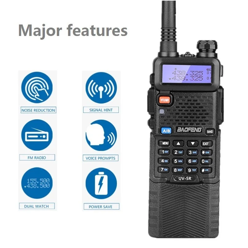 Рация BaoFeng UV 5R 8 Вт высокой мощности 10 км 3800 мАч UHF VHF Двухдиапазонная Любительская