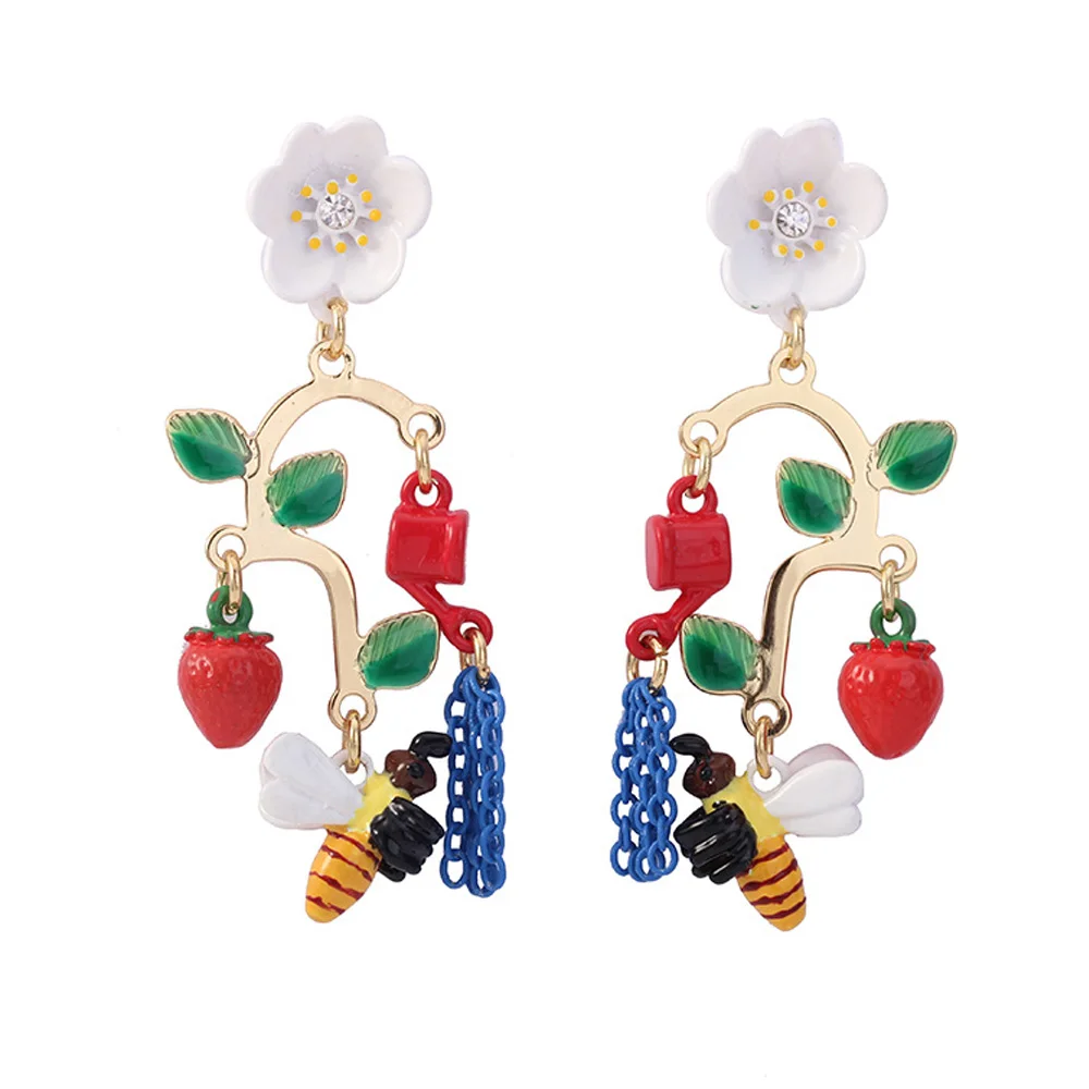 Clip Earring MISHA, новинка, серьги, цветок, пчелы, Роскошные, имитация драгоценных камней, ювелирные изделия, вечерние, длинные, с кисточками, серьги для девушек, подарок, ювелирное изделие 766 - Окраска металла: Clip Earring