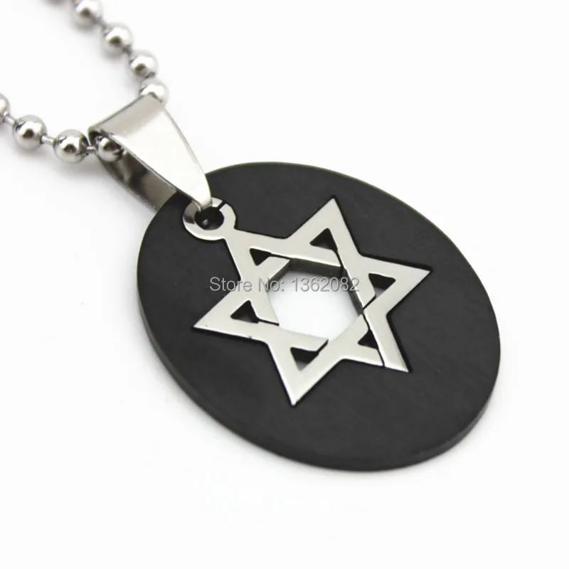 Модный 2 в 1 овальный черный Серебряный тон из нержавеющей стали Звезда Давида