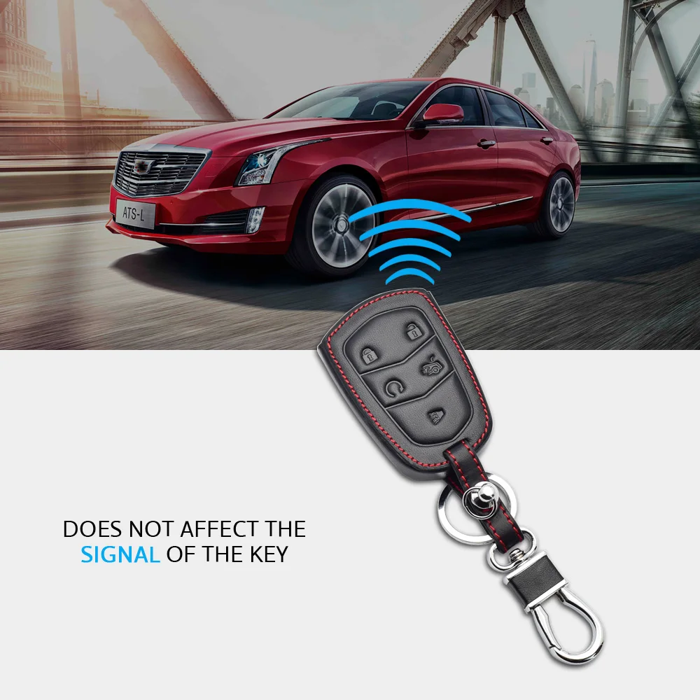 Чехол для ключей автомобиля из натуральной кожи с 5 кнопками для Cadillac SRX ATS CTS CT6 XT5 XTS умный чехол дистанционного брелока брелок защитная сумка