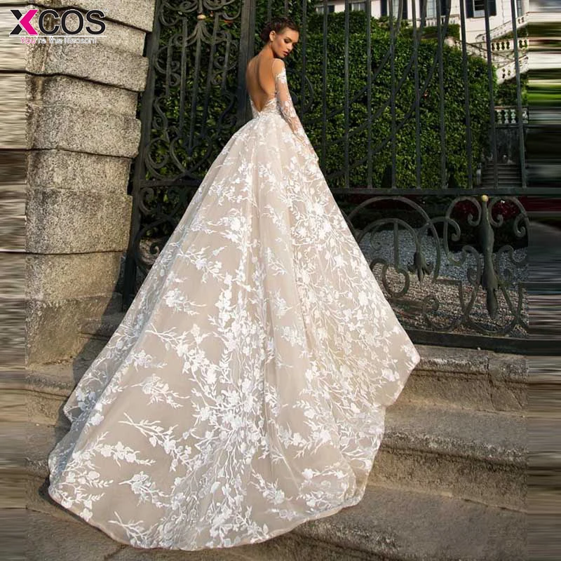 2019 свадебное платье es Vestidos de novia Scoop See through средства ухода за кожей шеи суд поезд