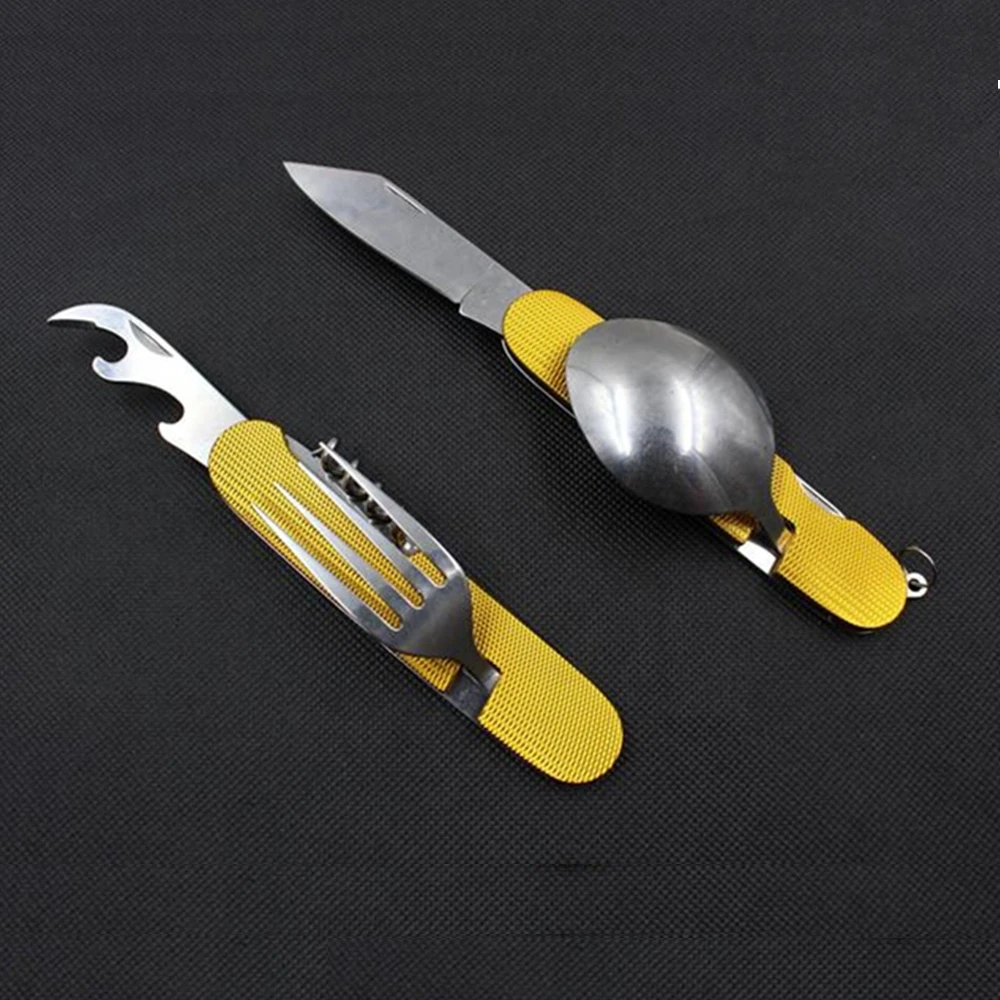 Портативный столовый прибор из нержавеющей стали для пикника 6 в 1|knife fork|travel