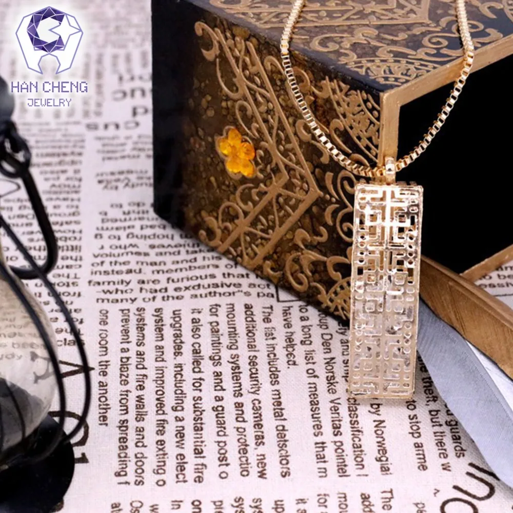 Fashion Cuboid Hollow Vintage Cage Fill Rhinestone Statement Necklace Women Long Plated Gold Chain Necklaces &amp Pendants Jewelry |