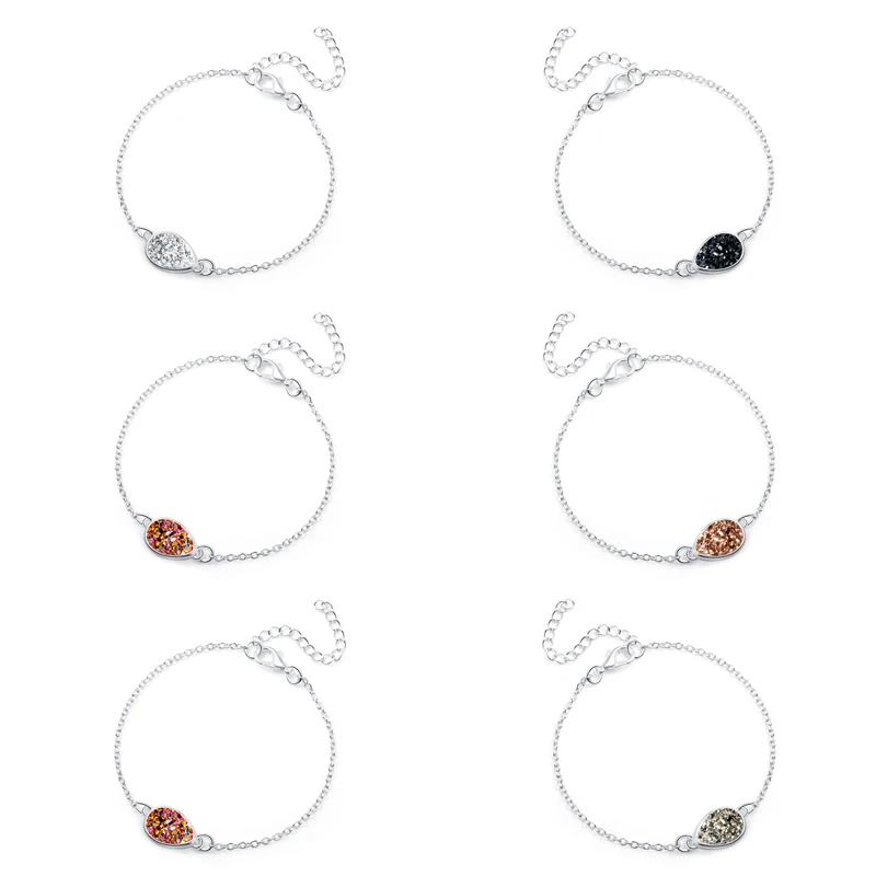 Bracelets Новинка, серебряное каплевидное ожерелье-чокер из смолы с Druzy для женщин, модное массивное ожерелье с подвеской, ювелирное изделие - Окраска металла: Bracelets