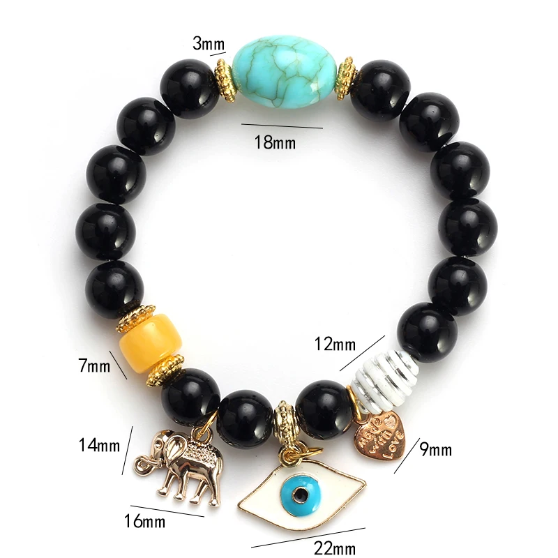 MEIBEADS винтажные натуральный камень бусины браслет Evil Eye & для женщин День Рождения