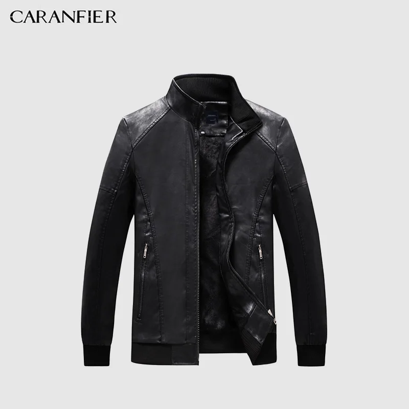 Мужская зимняя куртка CARANFIER из искусственной кожи новый стиль мужское