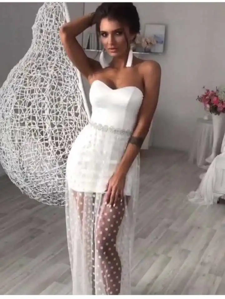 

White Black Strapless Long Mesh Off Shoulder Floor-Length Sleeveless Bandage Dress 2018 Celebrity Evening Party Women Dresses
