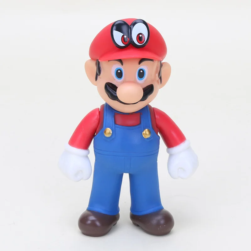 red hat eye mario Дешевые 8~ 15 см Bros Bowser Super Mario Koopa Yoshi Mario ПВХ Фигурки Луиджи Ослик Конг модель куклы игрушки украшение - Цвет: red hat eye mario