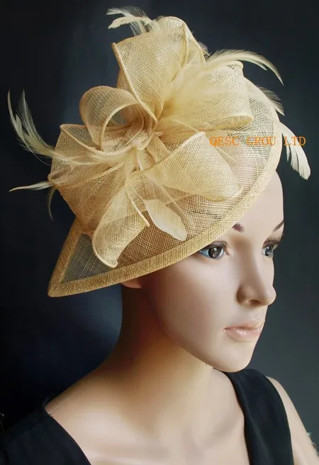 Женская Вуалетка Sinamay бирюзовая синяя черная золотая шоколадная фиолетовая