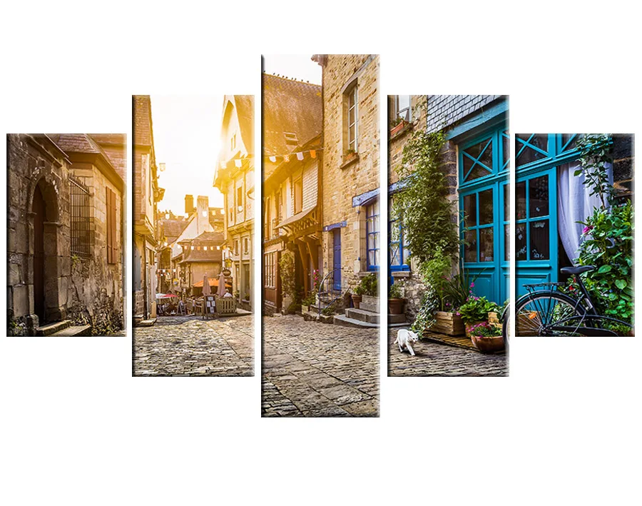 ShineHome-5pcs Настенная картина маслом печать на холсте Современная старая городская