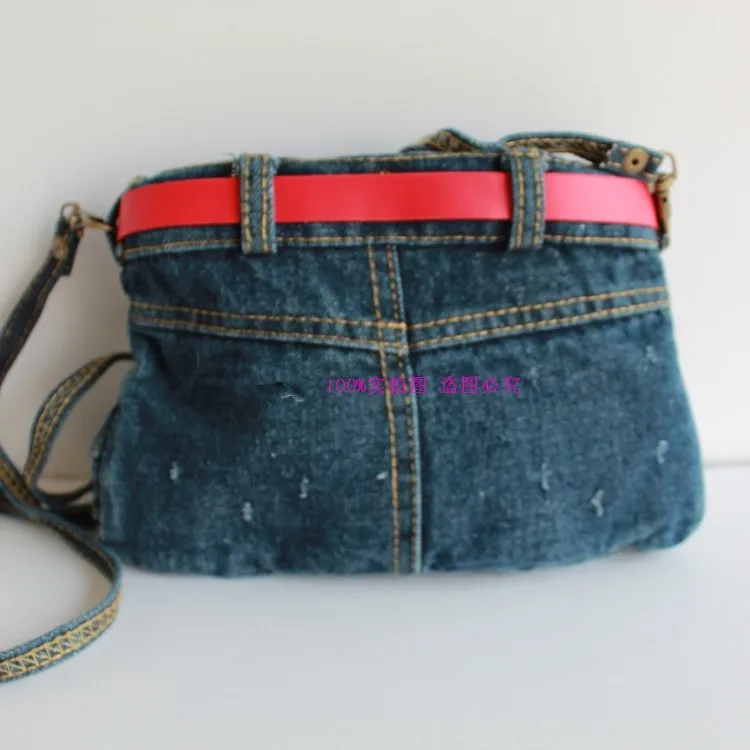 Симпатичная повседневная джинсовая красная сумка-мессенджер для детей и девочек