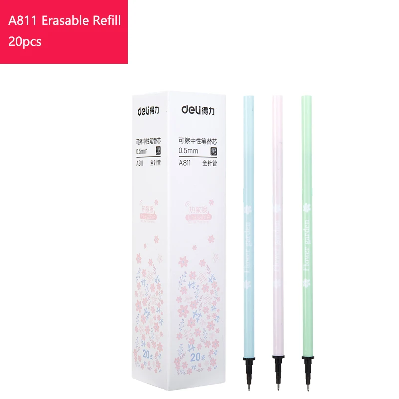 A811 Erasable Refill Deli 12 шт. 0,5 мм офисная гелевая ручка стираемые черные чернила для ручки школьные канцелярские принадлежности инструмент для письма подарок для детей школьные принадлежности - Цвет: A811 Erasable Refill