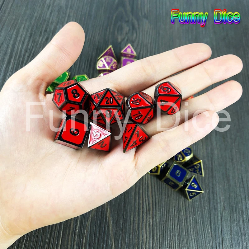 Новый металлический набор 6 цветов 7 игральных костей D4 D6 D8 D10 D % D12 D20 и