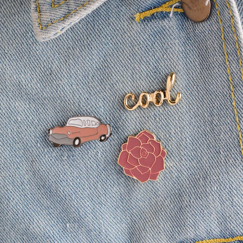 

Metal Enamel Brooch Pins Button Vintage Fashion Rose Flower Car Cool Metal Brooch Pins Button Pins Jeans Bag Decoration Gift