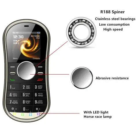 1,3 дюймов две sim-карты GPRS Bluetooth FM радио Ручной Спиннер мобильный телефон русская клавиатура Спиннер мобильный телефон сервопривод S08
