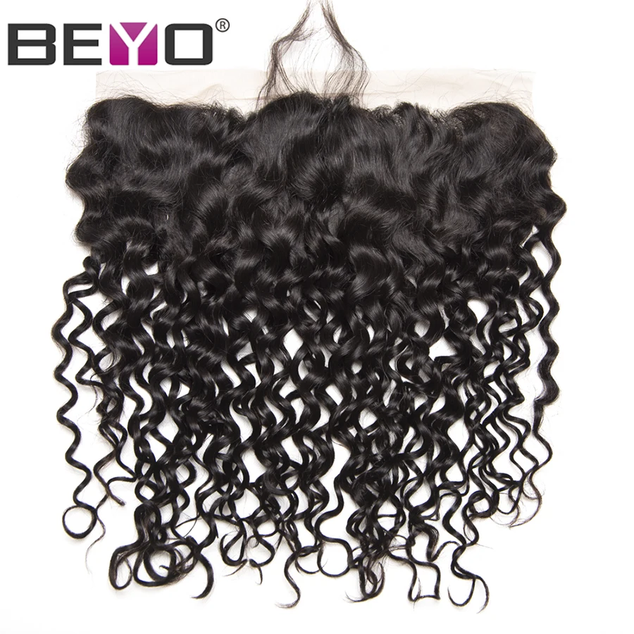 

Beyo Pre Plucked Lace Frontal Closure Brazilian Water Wave 13x4 Ear to Ear With Baby Hair 8-24 Inch Human Hair Closure Non-Remy