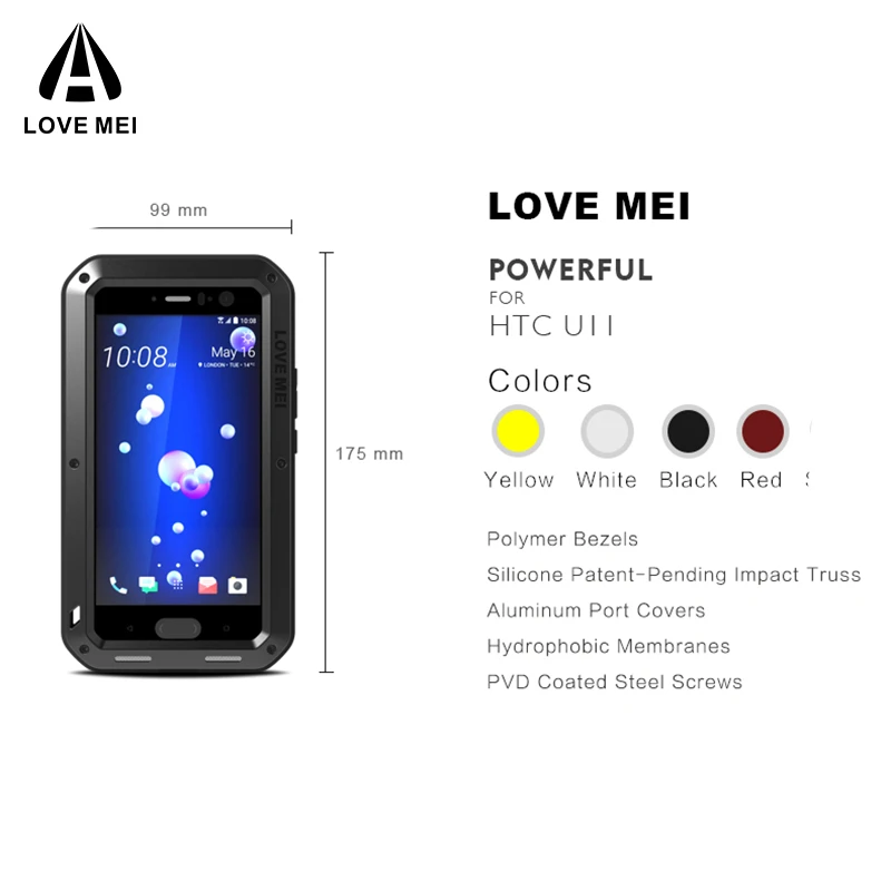 Металлический Чехол LOVE MEI для HTC U11 мощный алюминиевый защитный противоударный