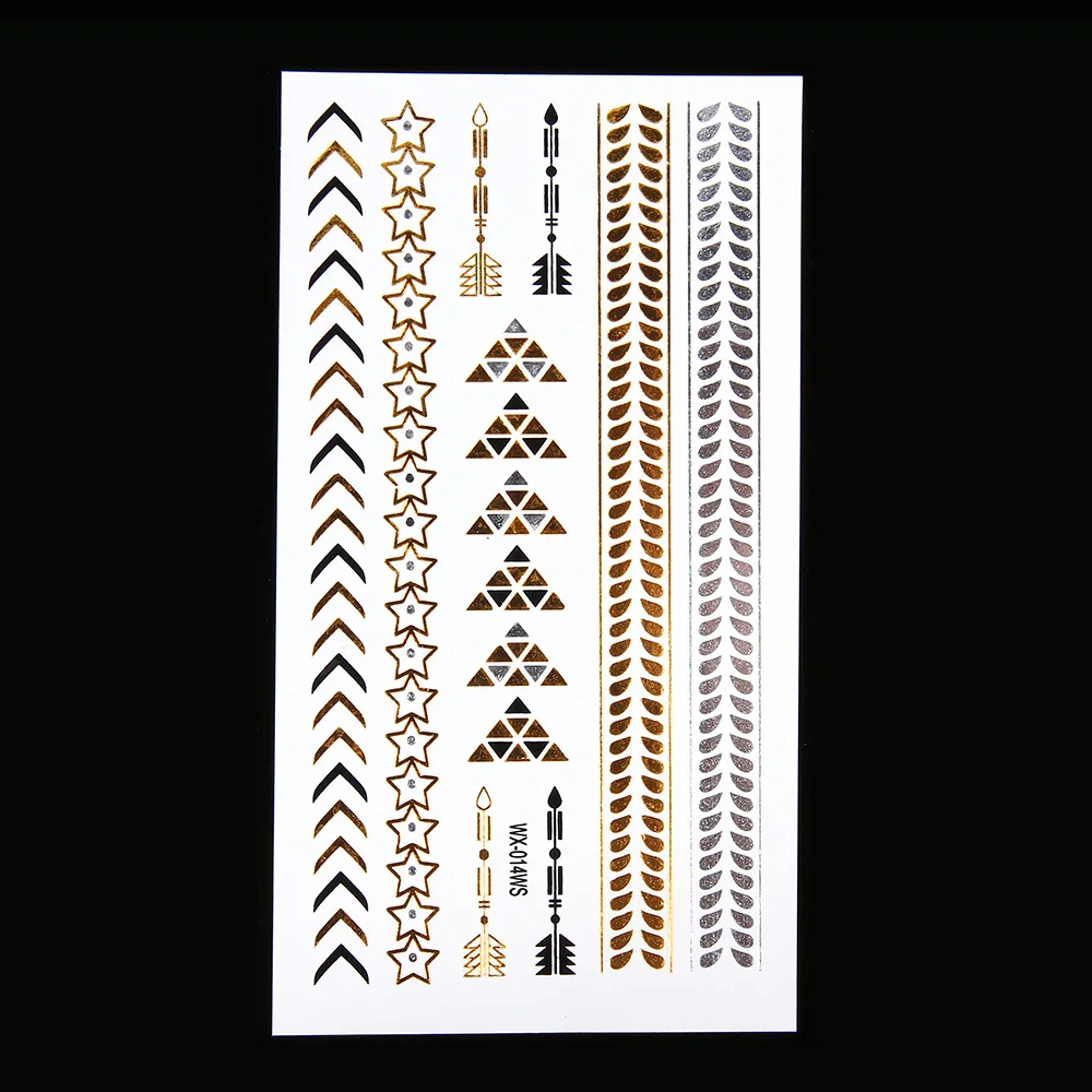 

10x20 5pcs Fake choker face head temporary tattoo leave DIY body metallic stickers for summer halloween birthday wedding party