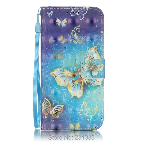 3D Cartoon Strap Wallet Flip Leather Pouch For Samsung Galaxy S7 S5 S6 EDGE NOTE5 LG K5 Stylus 2 LS775 Butterfly Stand Card 1pcs | Мобильные