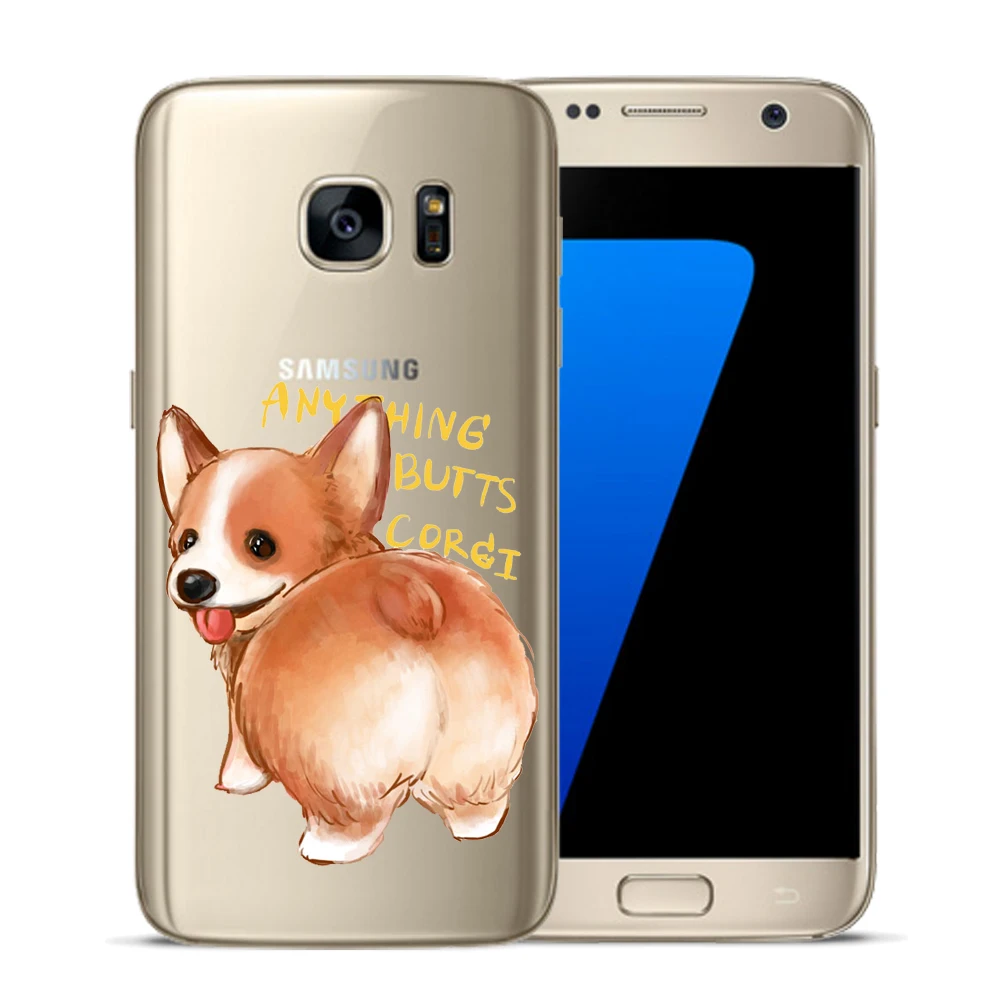 Крутой Мягкий ТПУ чехол Corgi с рисунком мопса для Samsung Galaxy S5 Mini S6 S7 Edge S8 S9 S10 Plus E S10E Note