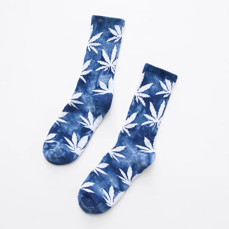 dark blue peonfly новой личности печать белой кленовый оставляет мужчин красочные хлопковые смешные носки теплые цветные хлопок мужские короткие хип- хоп- стрит фигурист носок мужчины, осень- зима уличный стиль носочки - Цвет: dark blue