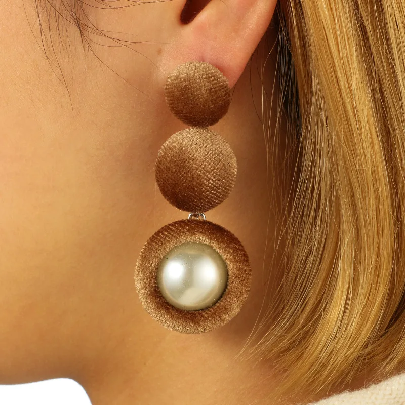 2017 New Fashion Velvet Imitation Pearl Earrings Red Ball Drop Long Pendant for Women Gifts Jewelry | Украшения и аксессуары