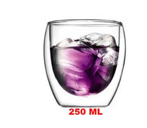 3 шт. 250 мл ручной работы двойной Слои Стекло Чай чашки с круглой двойными стенками