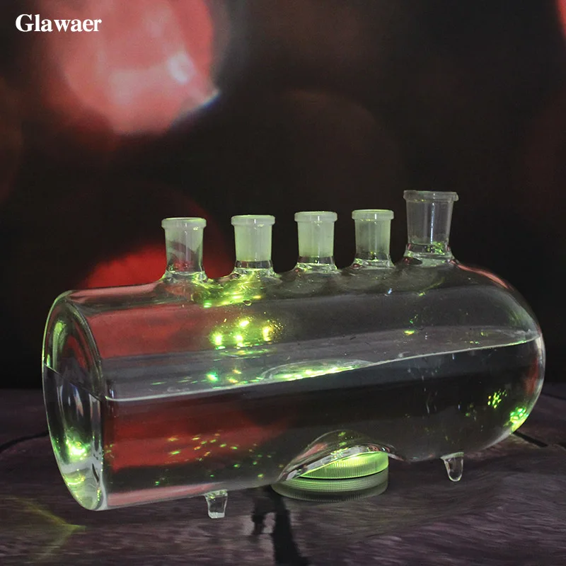 Новое поступление горизонтальные большие стеклянные кальяны кальяна с 3 выходными вентилями светодиодный светильник chicha стеклянные водопроводные трубы