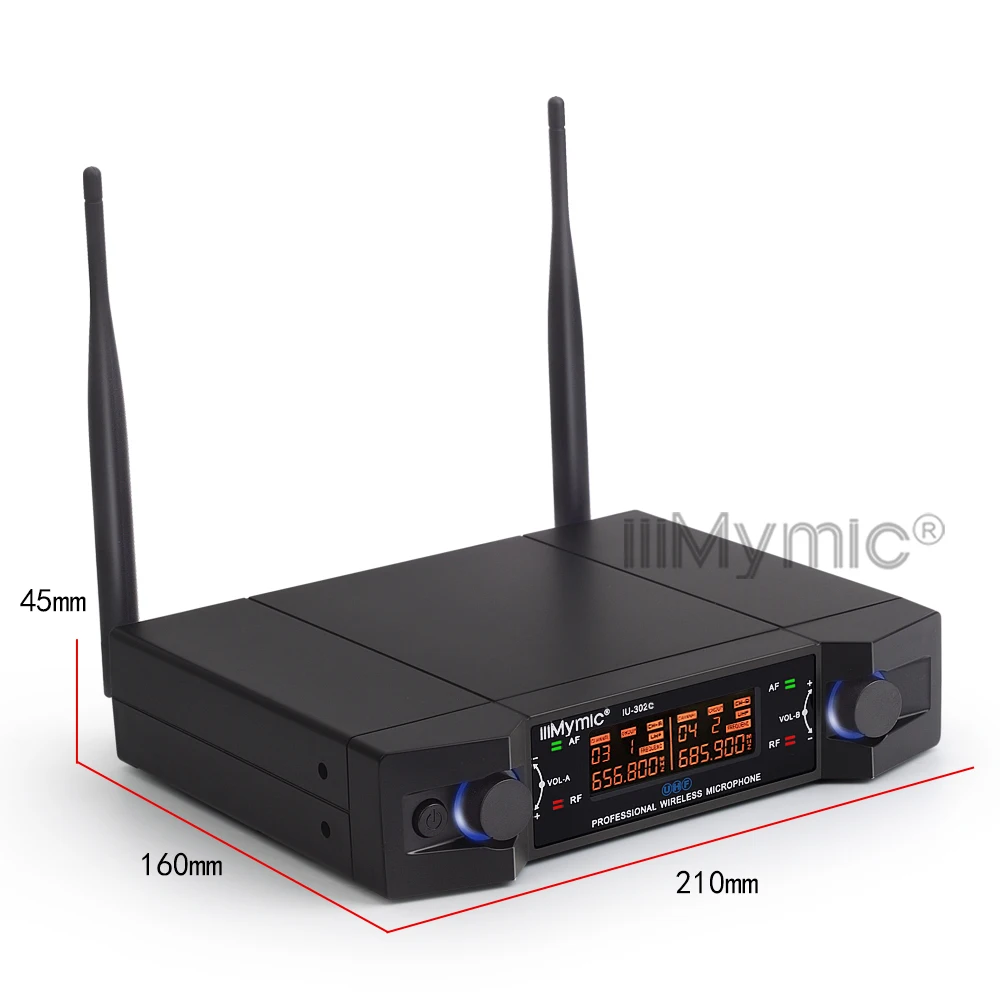 IU-302C Профессиональный UHF 600-700 МГц двухканальный поясной пакет+ лацканы+ гарнитура+ Портативный беспроводной микрофон система для DJ караоке