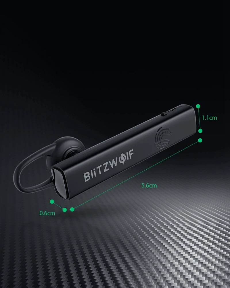 BlitzWolf BW-BH1 беспроводные bluetooth наушники HiFi мини светильник Smart Touch HD звонки шумоподавление одиночные наушники гарнитура