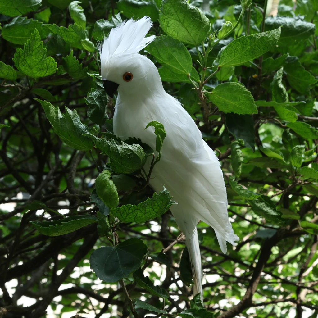 

2pcs Vivid Macaw Parrot Artificial Bird Statue Animal Model Ornament Toy Indoor Outdoor Ornament White Birds