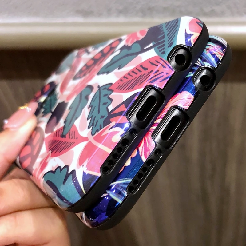 Чехол для Huawei P20 Lite чехол Nova 3E Роскошный с листом и цветком Blu-ray телефона чехлы