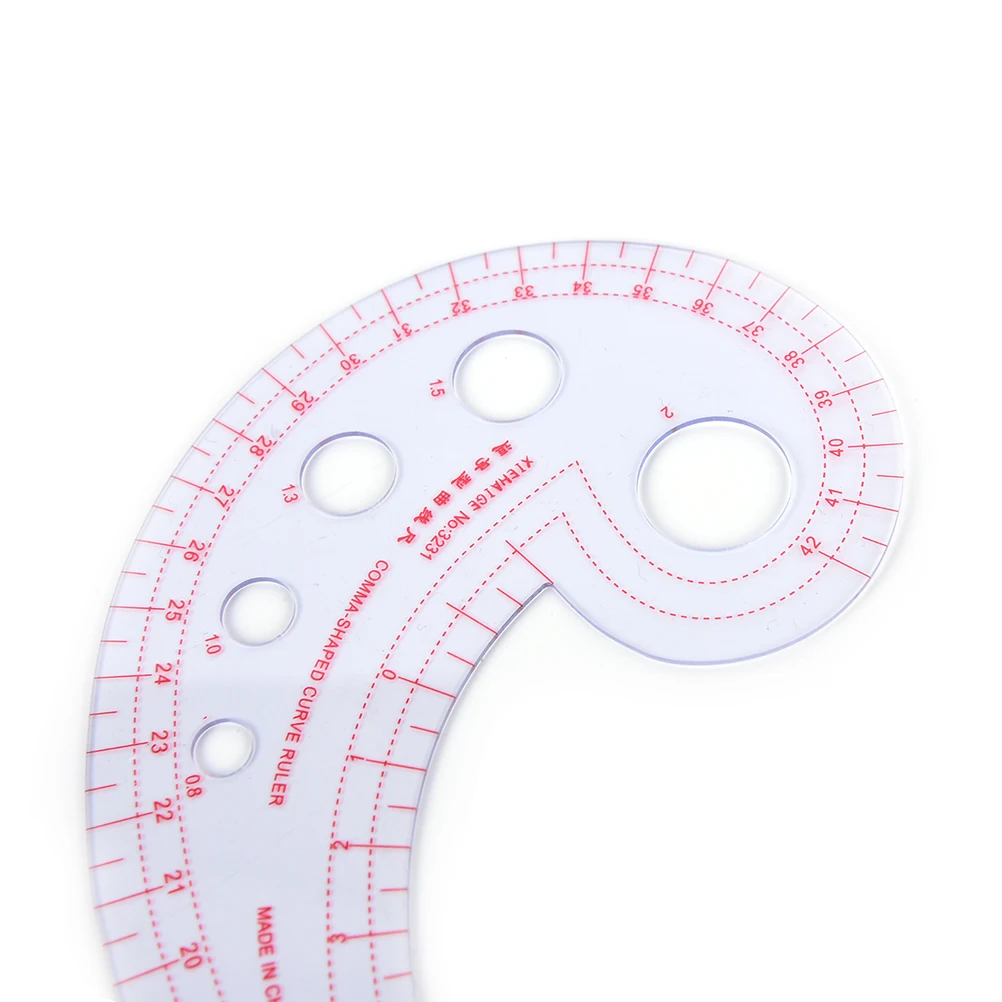 

11.8" Long Comma Shaped Plastic Transparent French Curve Ruler Spline