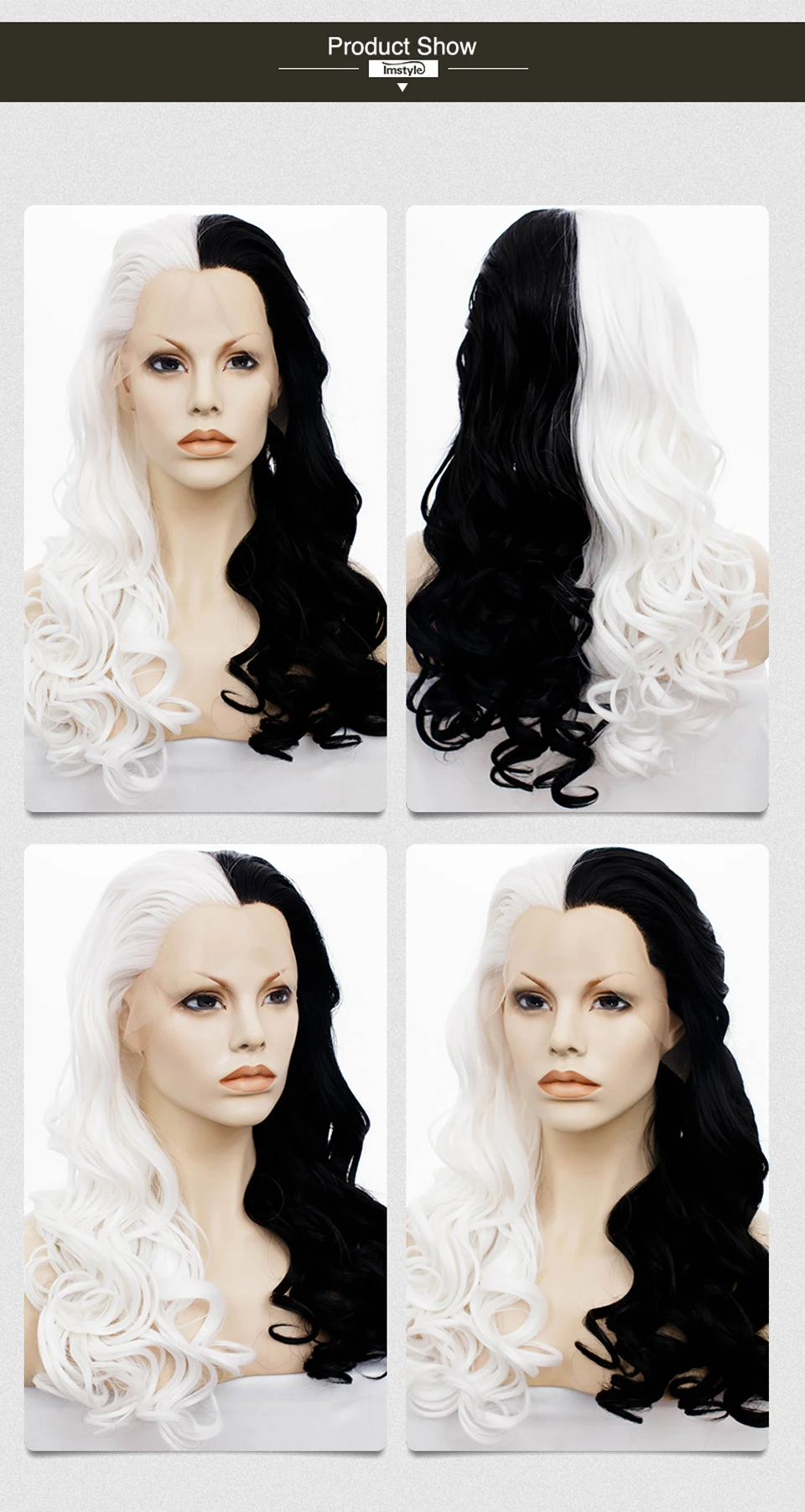 Imstyle парик на кружеве длинные волнистые белые черные двухцветные парики для женщин синтетический парик термостойкие волокна кружевные парики Косплей
