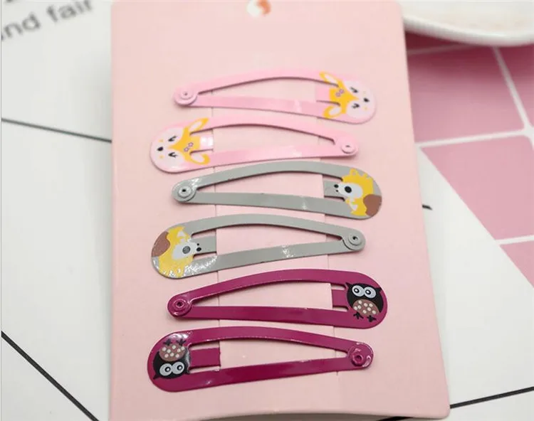 6pcs/set Newest Cute Children Girls Bobby Pin Cats Star Flower Owl Fox Strawberry Alloy Hairpins Hair Accessories as a gift | Детская