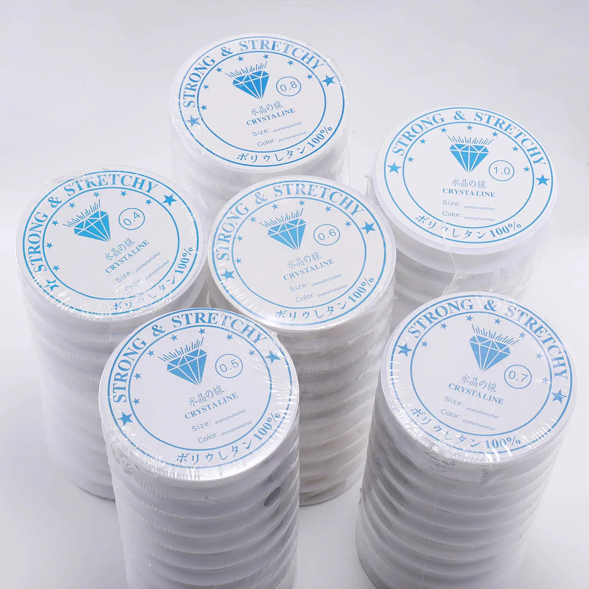 Нить для бисероплетения эластичная прозрачная нить с кристаллами прочного цвета