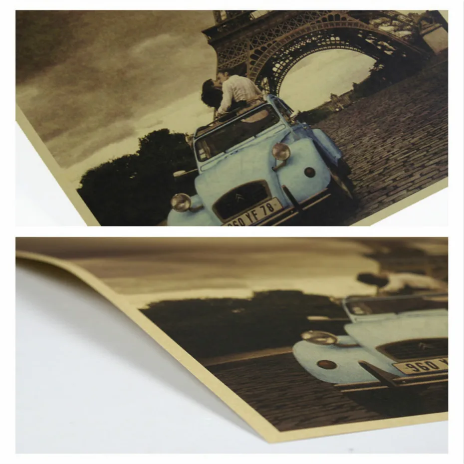 Винтажный постер Парижская Эйфелева башня ностальгия фото крафт арт фотообои