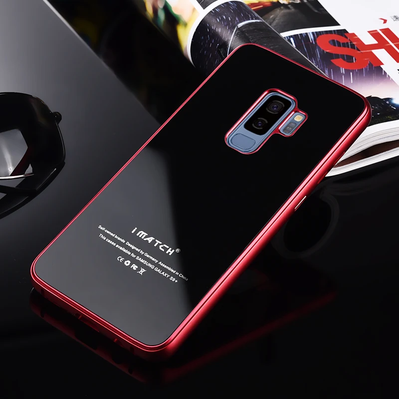 Оригинальный чехол IMATCH для Samsung Galaxy S9 Plus металлическая рамка 9H закаленное стекло