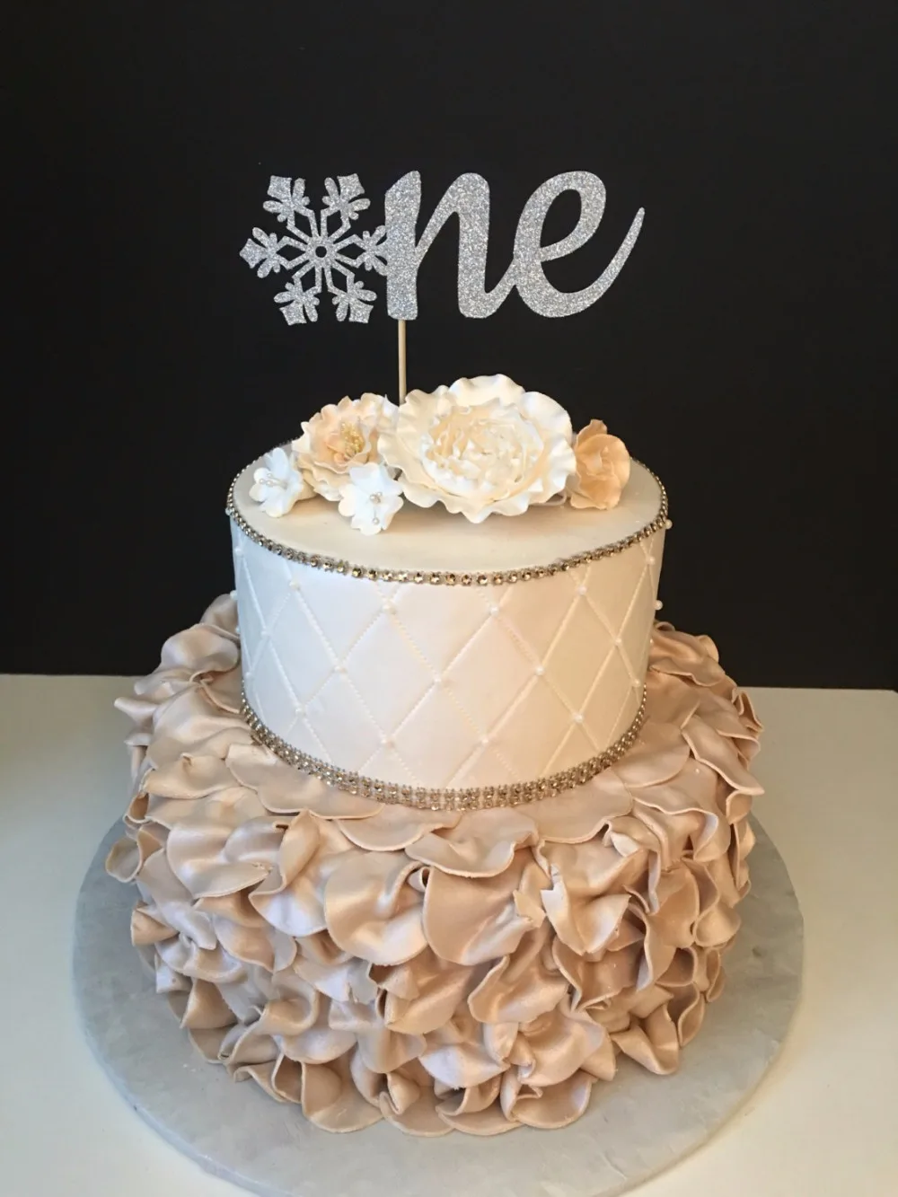 Одна Зимняя Страна Чудес Блеск День рождения торт Топпер зима первый день