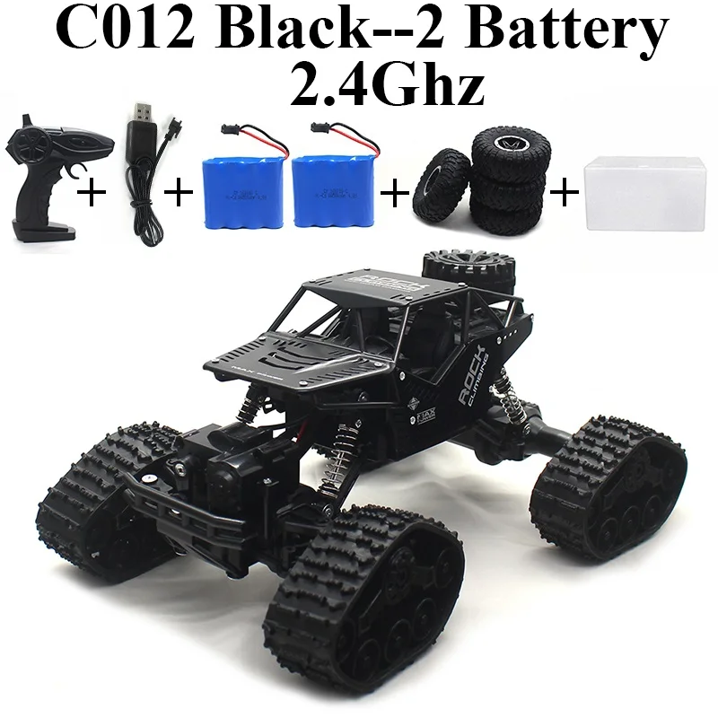 Black-Set-2 New Arrival Rock Crawler 4WD Remote Controll Car 1:16 Snowmobile Machine On Remote Controlled Toys For Children Boys Gift C012 - Цвет: Black-Set-2
