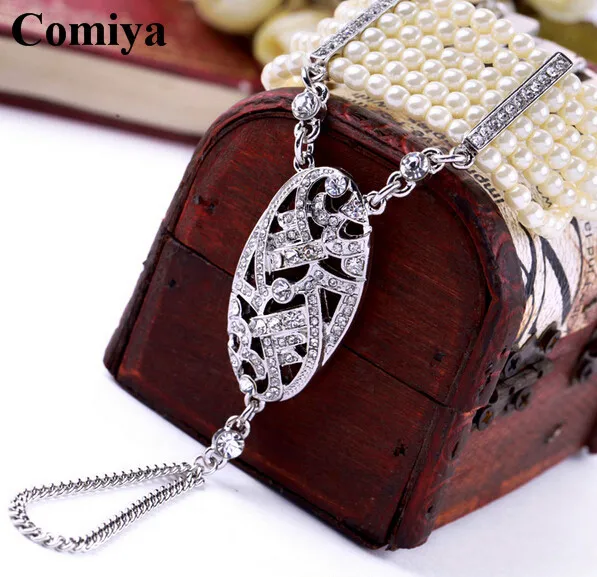 White color pearl bracelet with imitation diamond crystal pendant bangles luxury romantic wedding jewelry gift | Украшения и