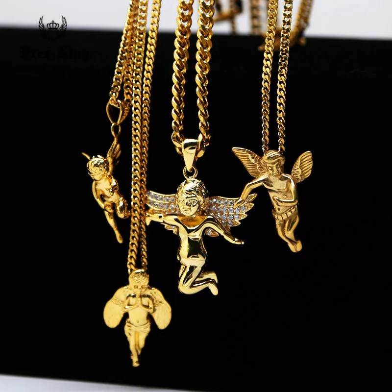 2016 New Hip Hop Iced Out Gold Baby Angel Cherub Micro Pendant 24&quot 27.5&quot Cuban Link Chain Necklace Rap Men Jewelry 16 Design |