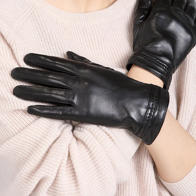 

Перчатки из натуральной кожи, мужские и женские, для влюбленных, стильные, зимние, модные, теплые, для вождения, тачскрин, овчина, варежки для ...