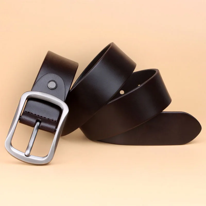 Мужской ремень из натуральной коровьей кожи классический винтажный с пряжкой на