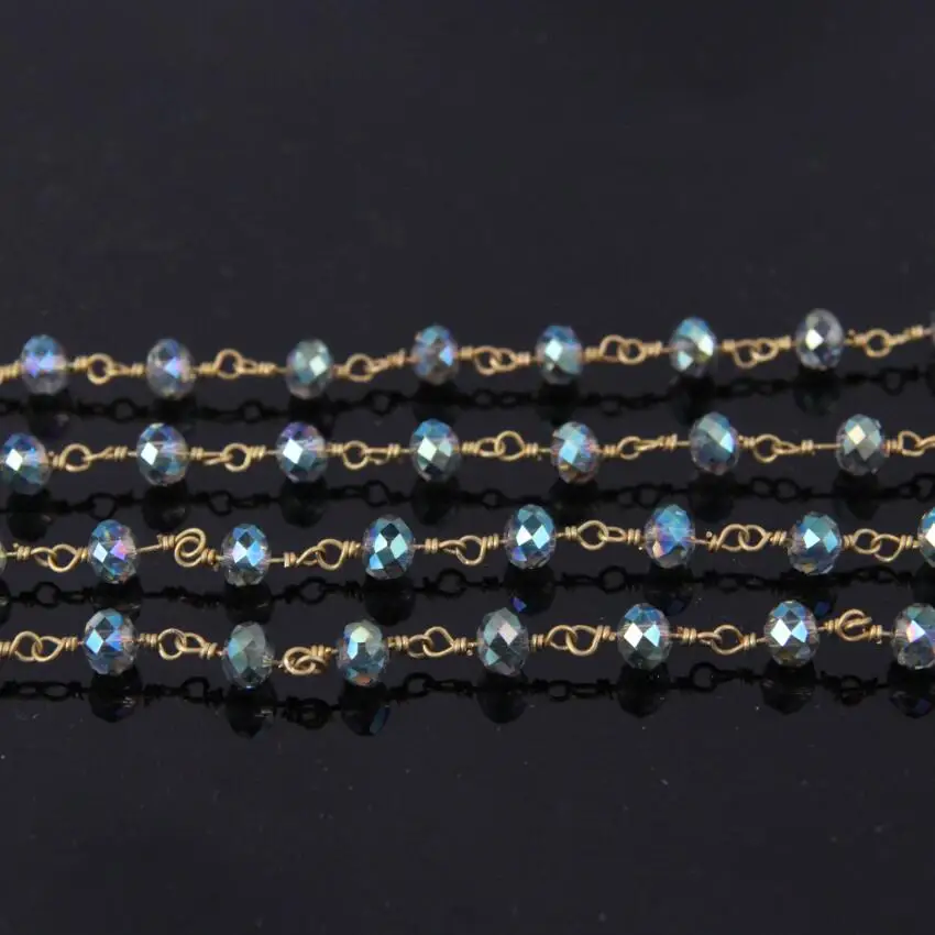 5 метров AB титановые синие стеклянные четки цепи граненые круглые бусины с