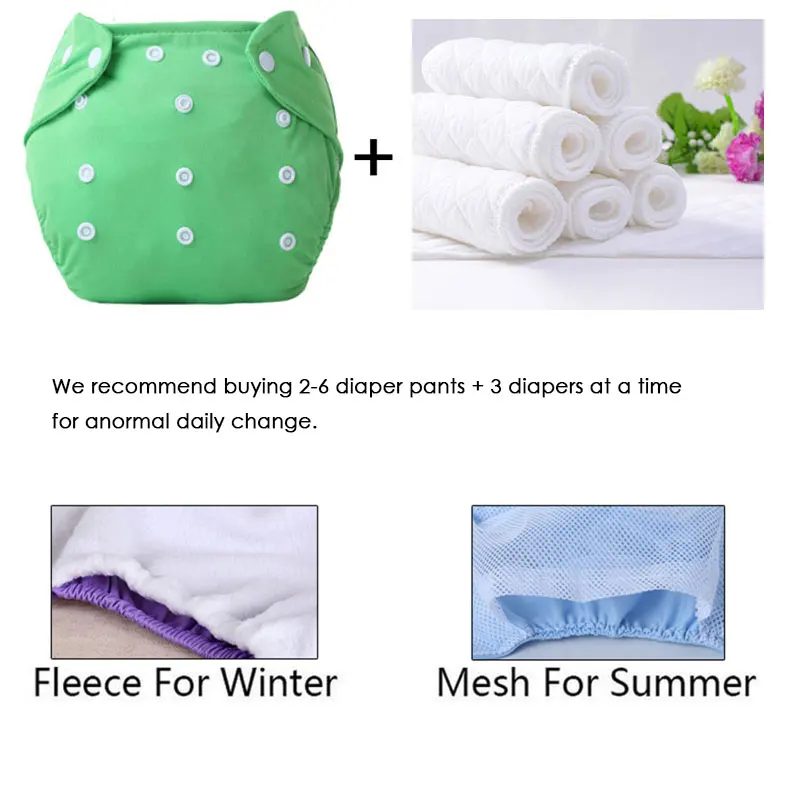 Pa&ntilde;ales reutilizables de algod&oacute;n para beb&eacute;, cubiertas suaves, pantalones de entrenamiento ajustables, impermeables, cambiantes, 1 ud.-3