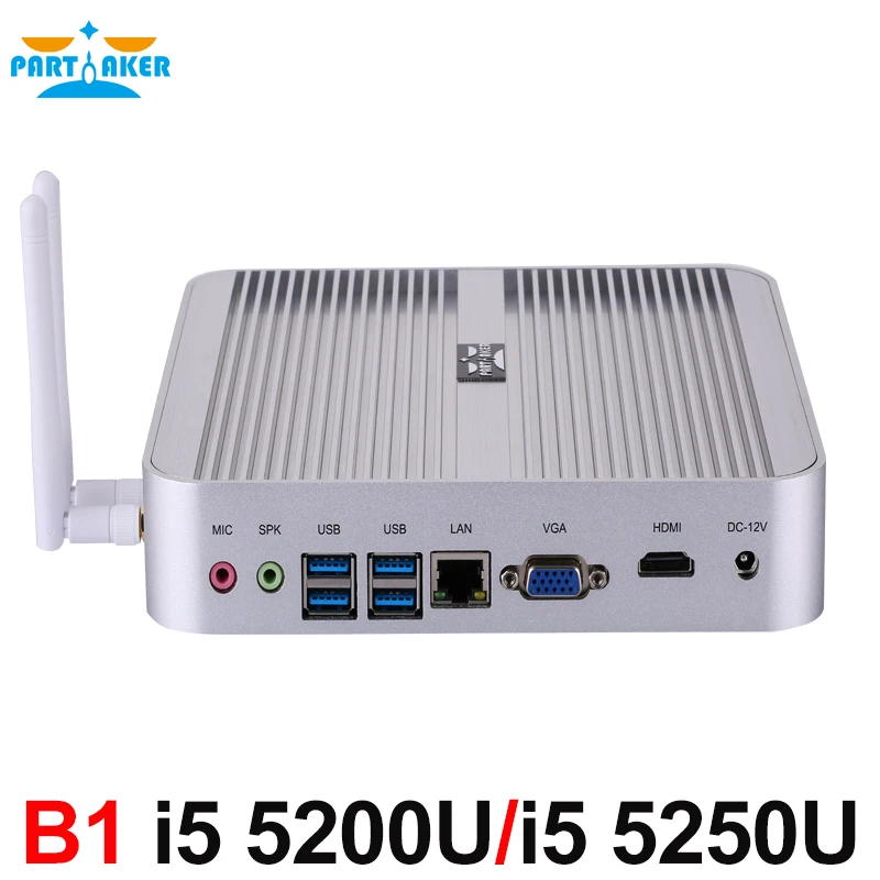 Мини ПК на Windows 10 с Core i5 5200U 5250U двухъядерный без вентилятора Nuc HTPC Intel HD Graphics 5500/6000 4K