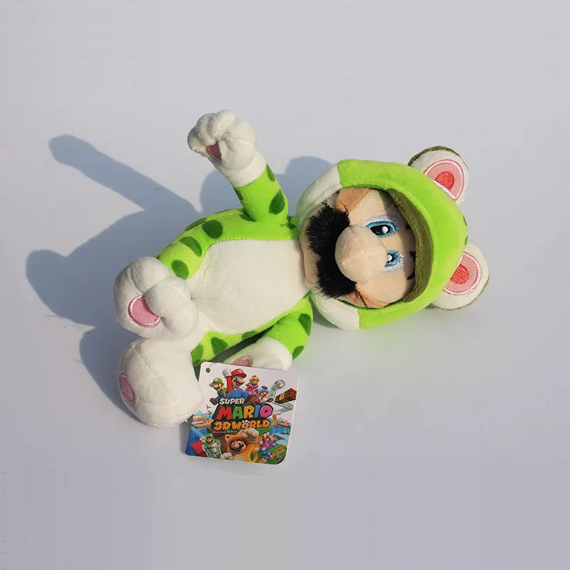 Супер Марио 3D мир Бесплатная доставка зеленый кот LUIGI Плюшевые игрушки с тегом