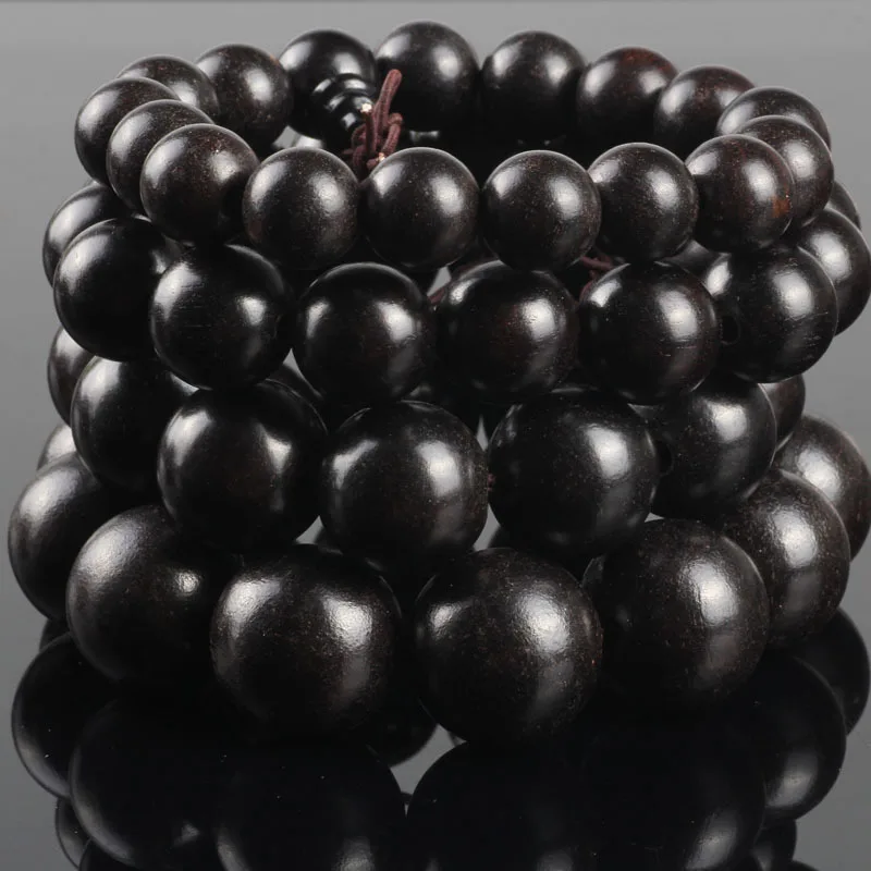 Браслет из натурального черного сандалового дерева в этническом стиле 12 15 18 20 мм браслет с объемными