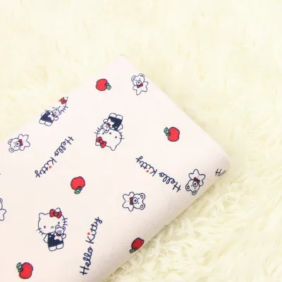 Полметра саржа щеткой с рисунком кота ткани, хлопок ручной DIY одежды детская одежда A607 - Цвет: lavender